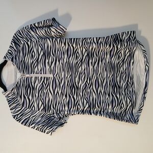 Greg Norman Jordan Black White Zebra Rashguard Athletic Golf Tennis Top Medium